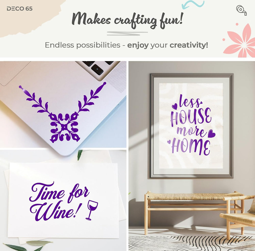 VViViD Purple Gloss DECO65 Permanent Adhesive Craft Vinyl for Cricut, Silhoue...