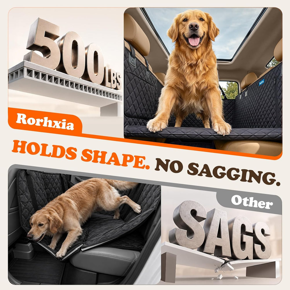 Rorhxia 3-in-1 Dog Car Seat Cover for Back Seat with Road Trip & Daily Mode