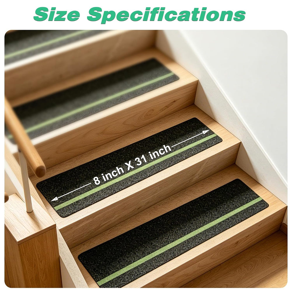 10pcs 8" x 32" Anti Slip Stair Treads with Glow in The Dark Strips,...
