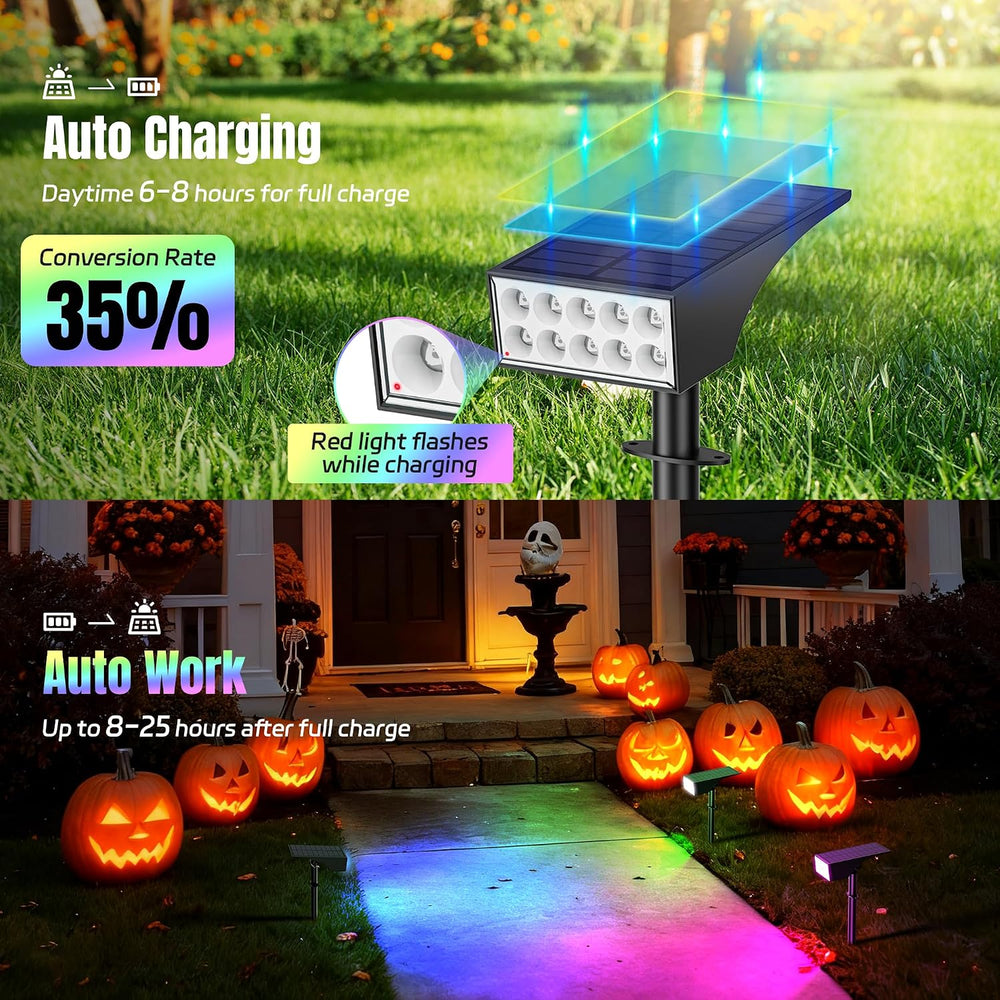 Solar Spot Lights Outdoor Color Changing 12 Pack Halloween Spotlight