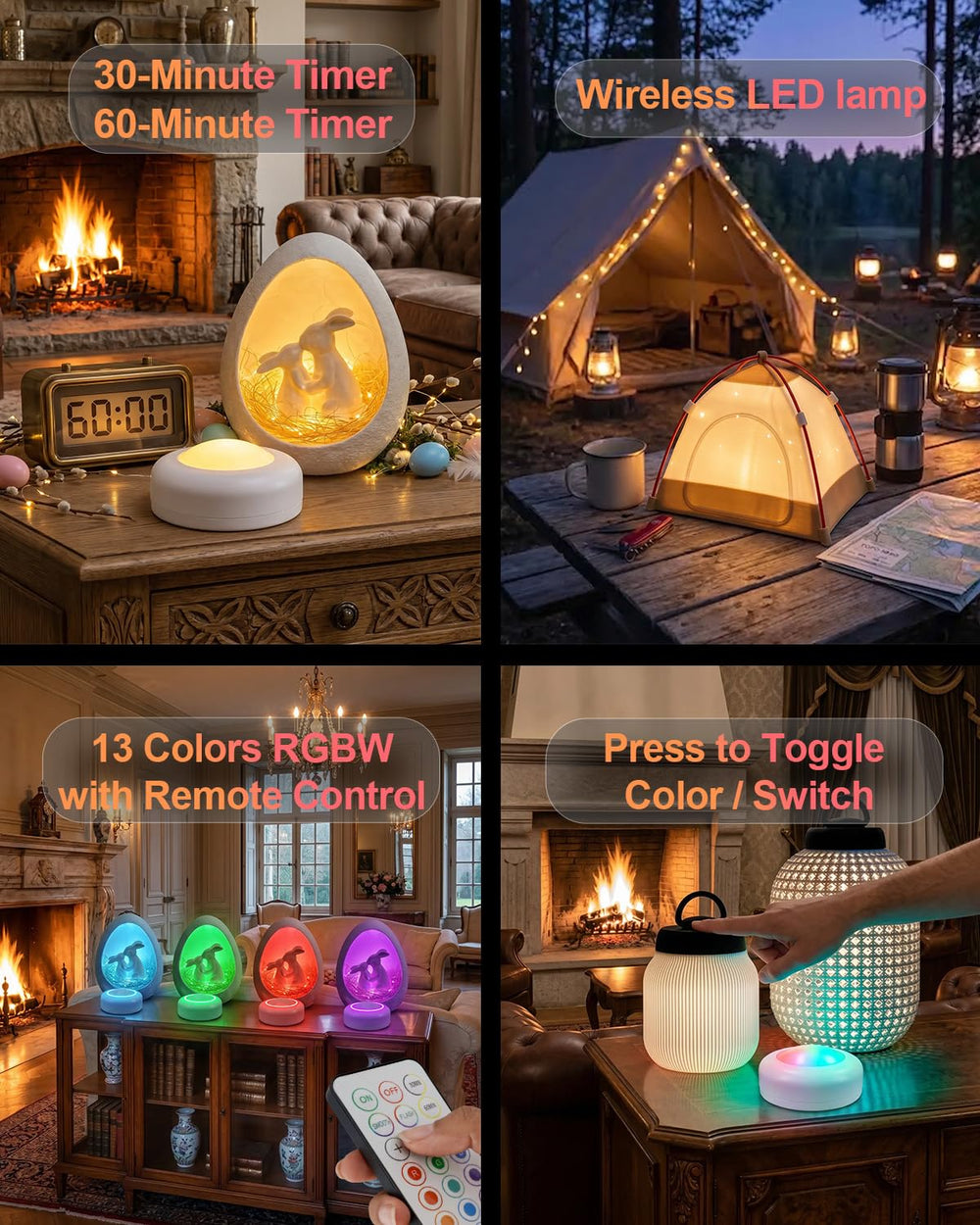 10 Pack Remote Controlled 16-Color RGBW Puck Lights for Bambu Lab KC007