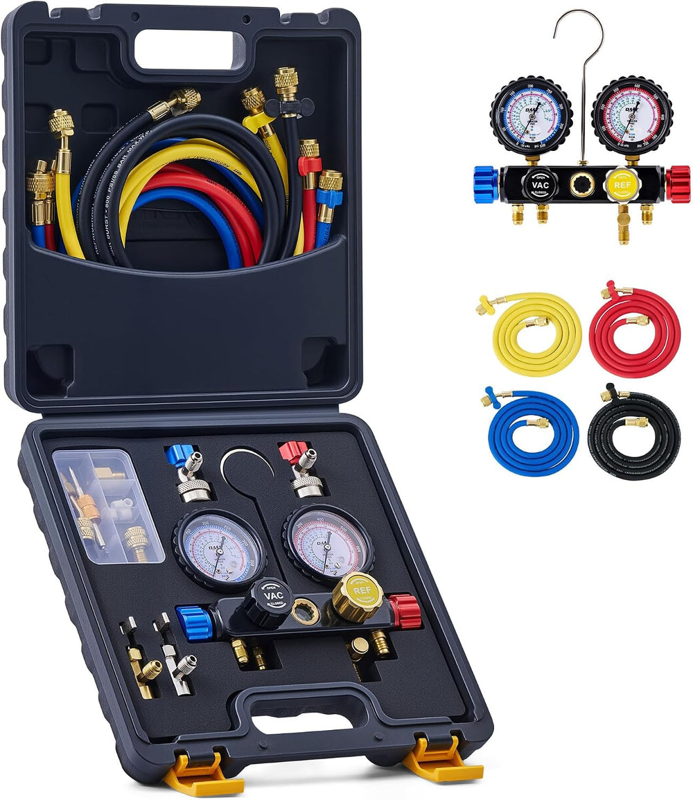 OMT 4 Way Automotive AC Diagnostic Manifold Gauge Set For R134a R410a R22