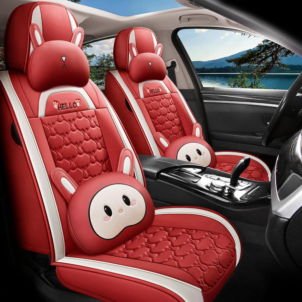 INZU Cute Cartoon Rabbit Comfortable Car Seat Covers with Waterproof PU Leath...
