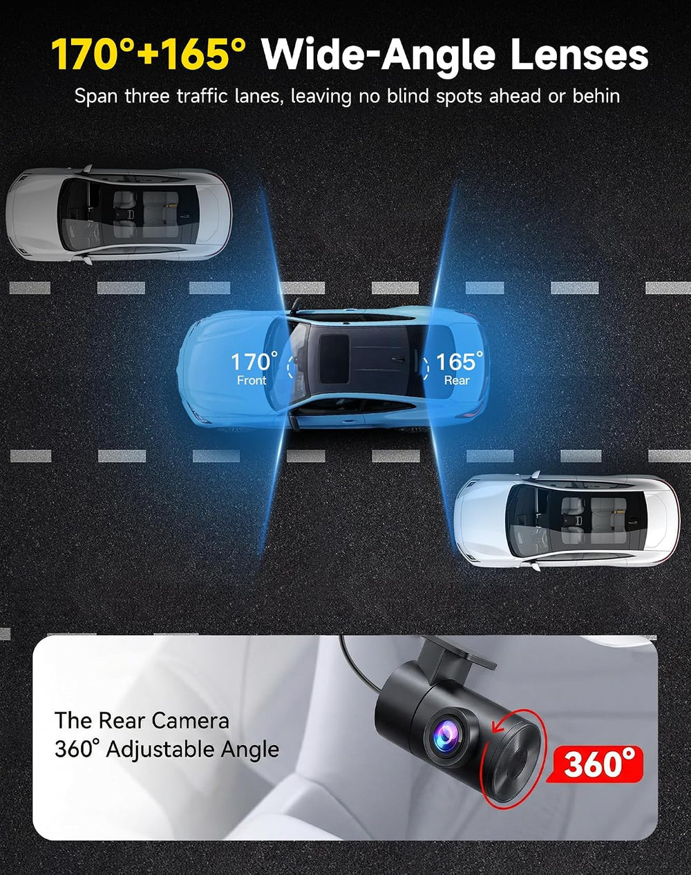 Dash Cam Front and Rear: 4K+2.5K Dual Dash Camera for Cars (V3)