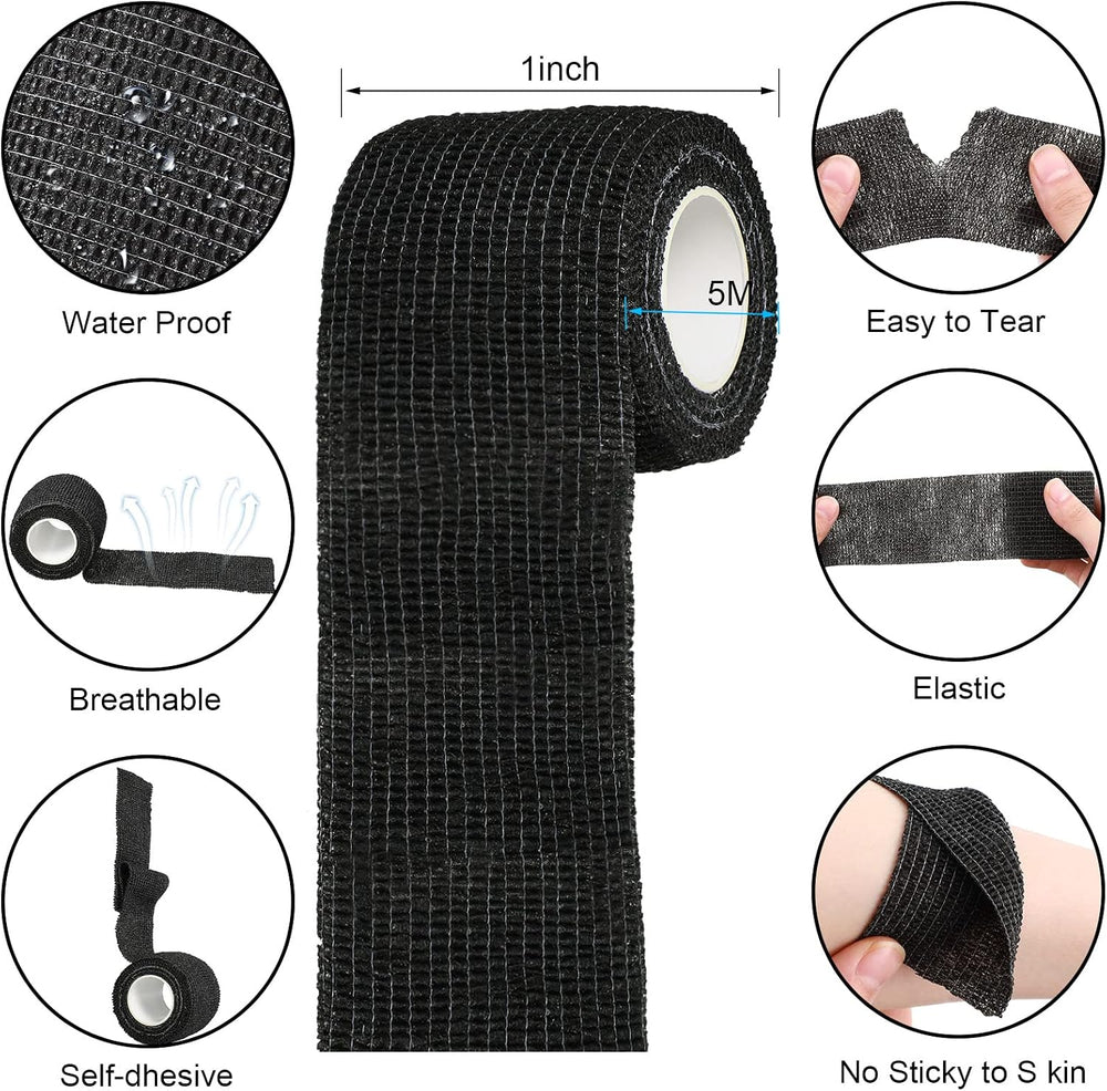 Treela 64 Pack 2" X 5 Yards Self Adhesive Bandage Wrap Black