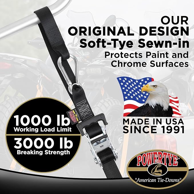 PowerTye - Made in USA - Heavy Duty Ratchet Tie Down Straps