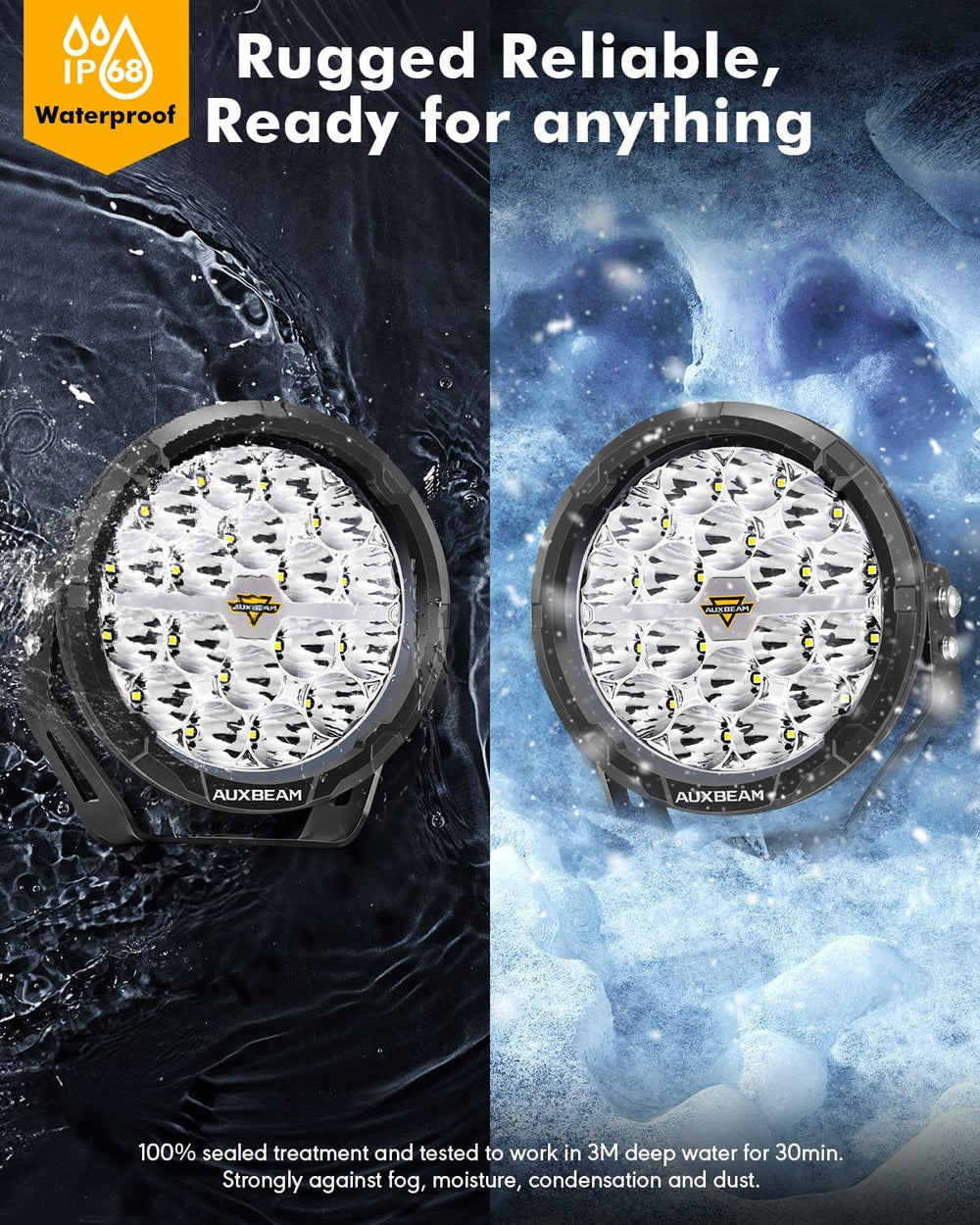 Auxbeam RAY-L Series 7-Inch Round Offroad Lights LED Light Bar 2-Pack
