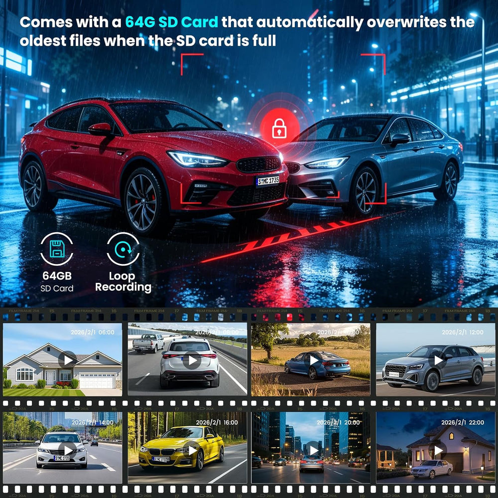 4 Channel Dash Cam 360° View Front Rear Inside & Left Right,Dash Camera F...
