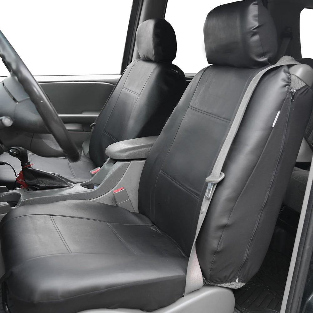 FH Group Front Set Faux Leather Car Seat Covers Low Back Seat with Removable ...