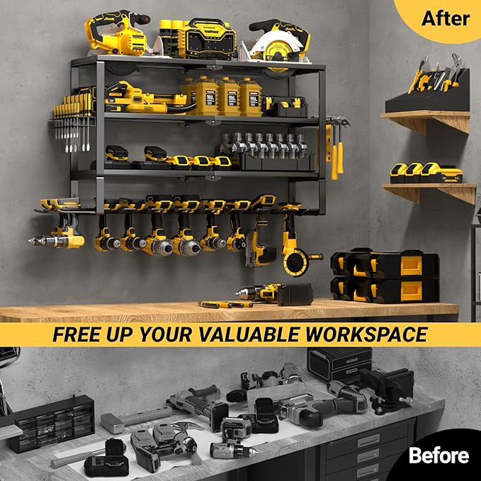 YYR Large Power Tool Organizer Wall Mount, Heavy Duty Metal Cordless Drill