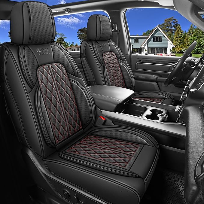 Car Seat Cover Custom Fit for Dodge Ram 1500 2500 3500 2002-2024 Faux Leather