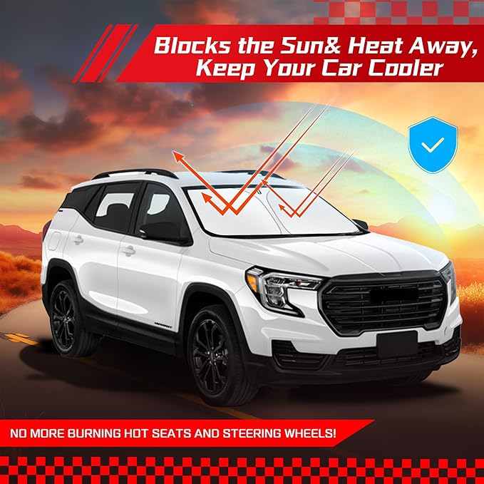 ARISMOTOR Windshield Sun Shade for GMC Terrain 2018-2025, Custom Fit Foldable