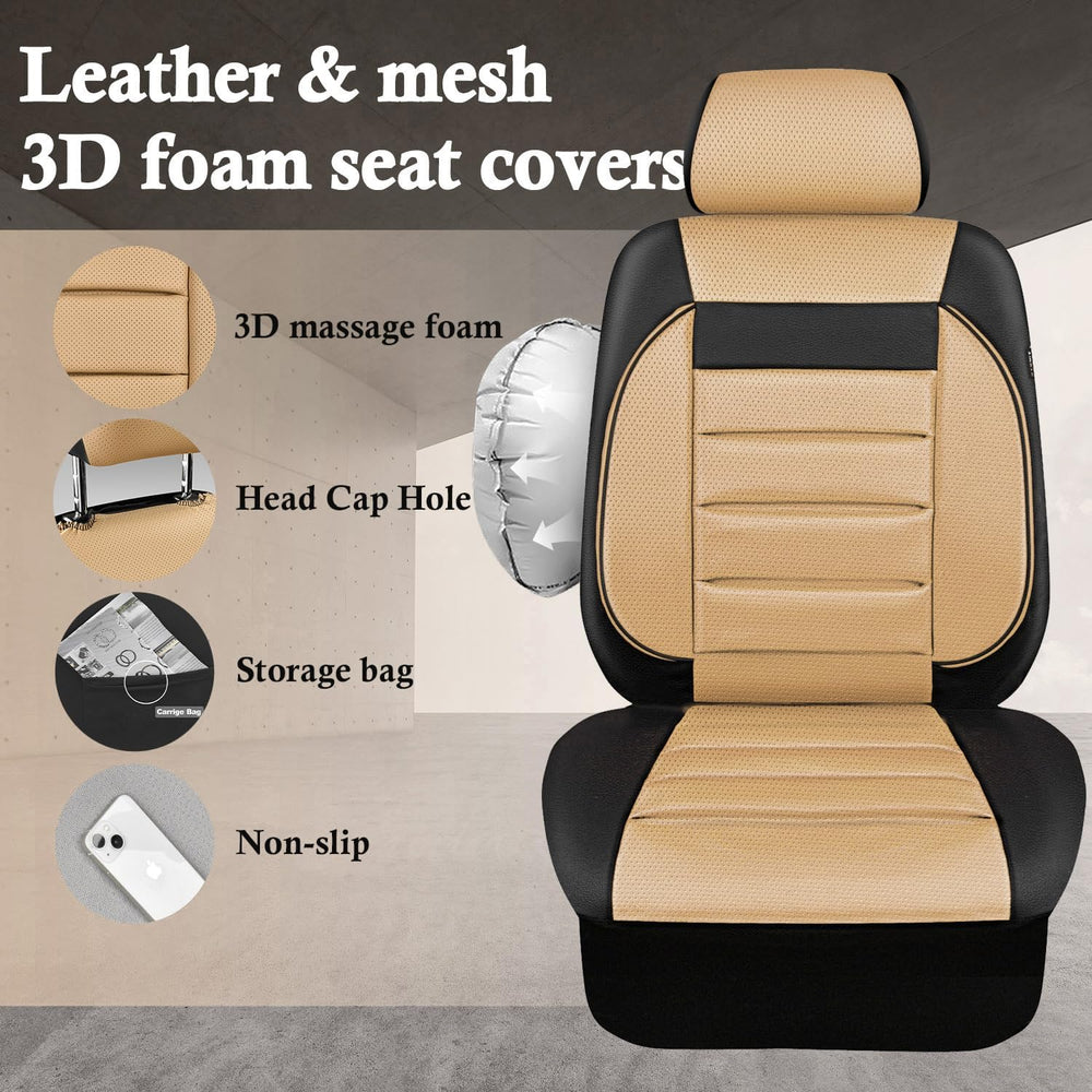 CAR PASS Faux Leather Car Seat Covers Front Seats Only, 3D Foam Support Car S...