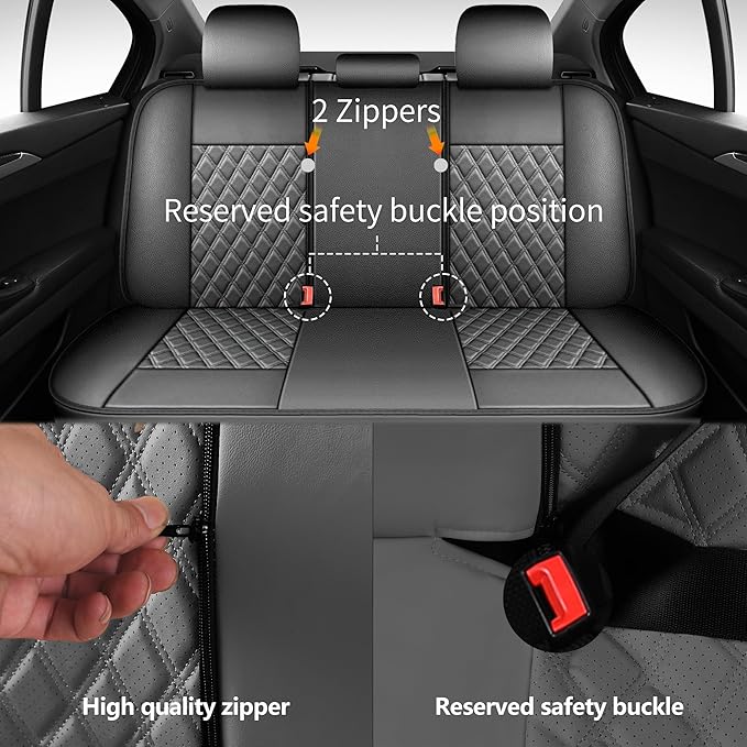 Car Seat Covers Full Set, Breathable and Waterproof Napa Leather Car Seat Cover