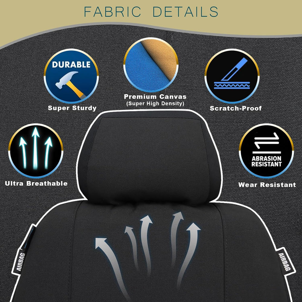 Champlus Car Seat Covers for Two Front Seats, Universal Fit, Black