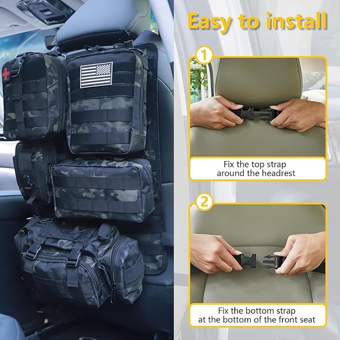 Universal Tactical Seat Back Organizer Vehicle Molle Panel Organizer Storage