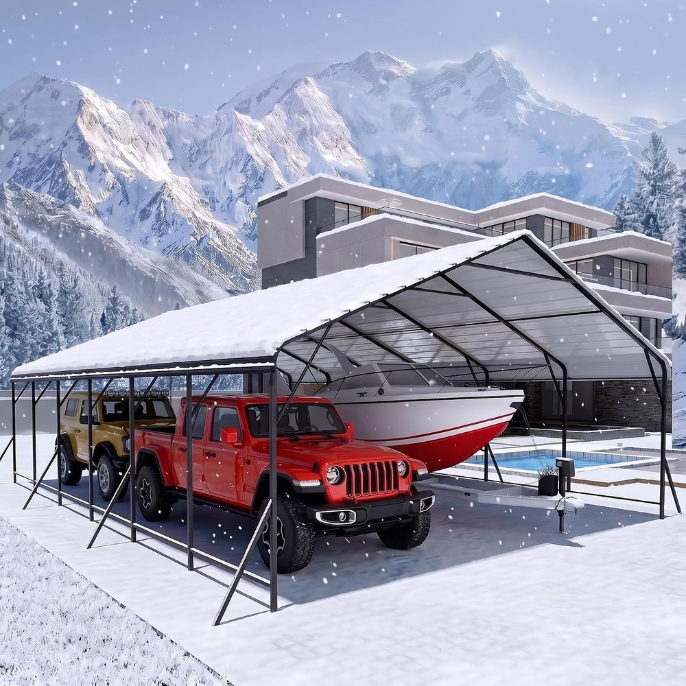 20x30 FT Heavy-Duty Metal Carport, Galvanized Steel Car Canopy with Reinforce...