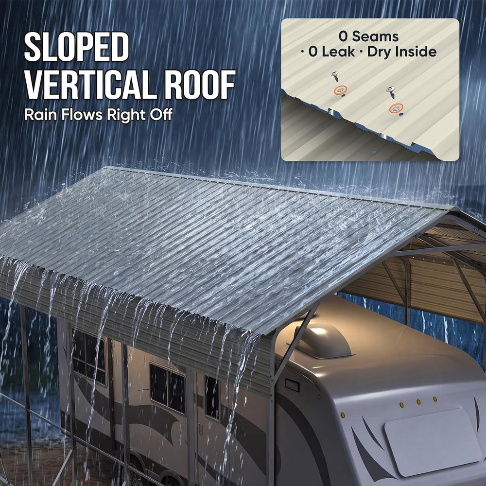Quictent 14x25x15 FT RV Metal Carport, Heavy Duty Reinforced Steel Shelter