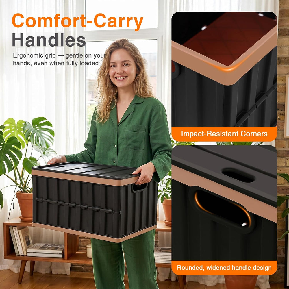 Citylife 2PC 64L Collapsible Storage Bins with Lids, Collapsible bins