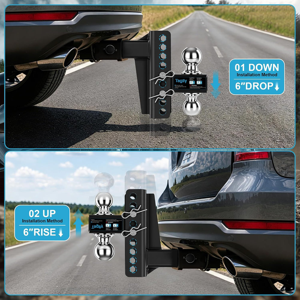 2" Adjustable Trailer Hitch - 22500 LBS, 2" & 2-5/16" Ball...
