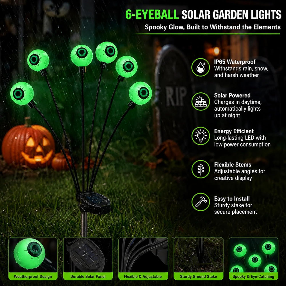 Dazzle Bright Halloween Decorations Outdoor, 6 Pack 36LED Solar Eyeball Pathw...
