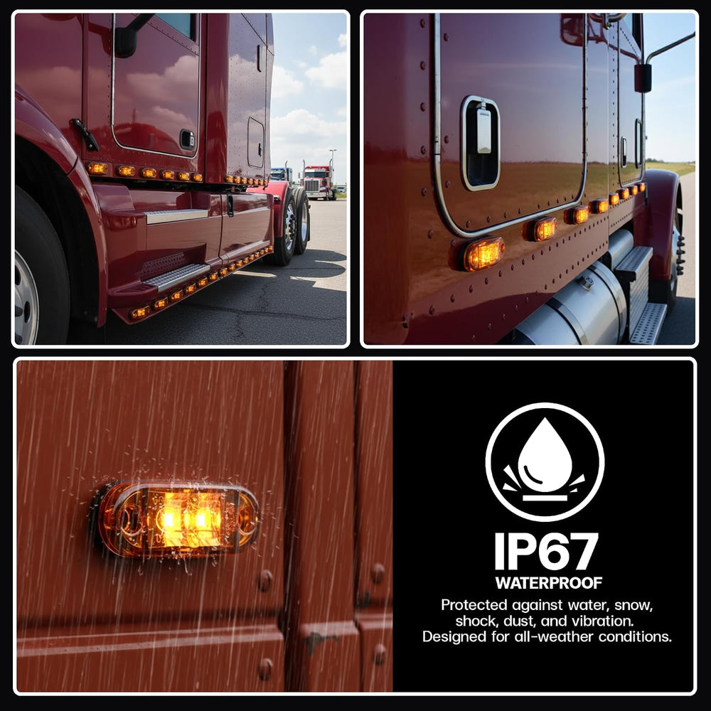 100 Pcs of 2.5 Inch Oval Amber Light 8LED Super Bright LED Trailer Lights Kit...