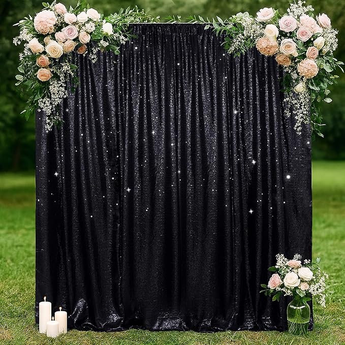 SquarePie Sequin Backdrop Less See Through Background for Wedding Halloween P...