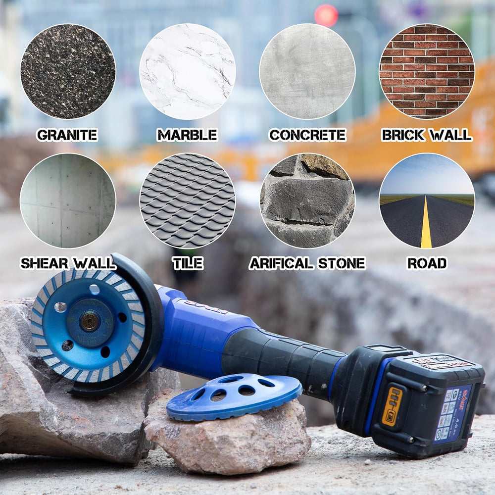 SALI 4.5 Inch 3pcs Concrete Grinding Wheels 14 Turbo Diamond Segments 5/8-11 ...