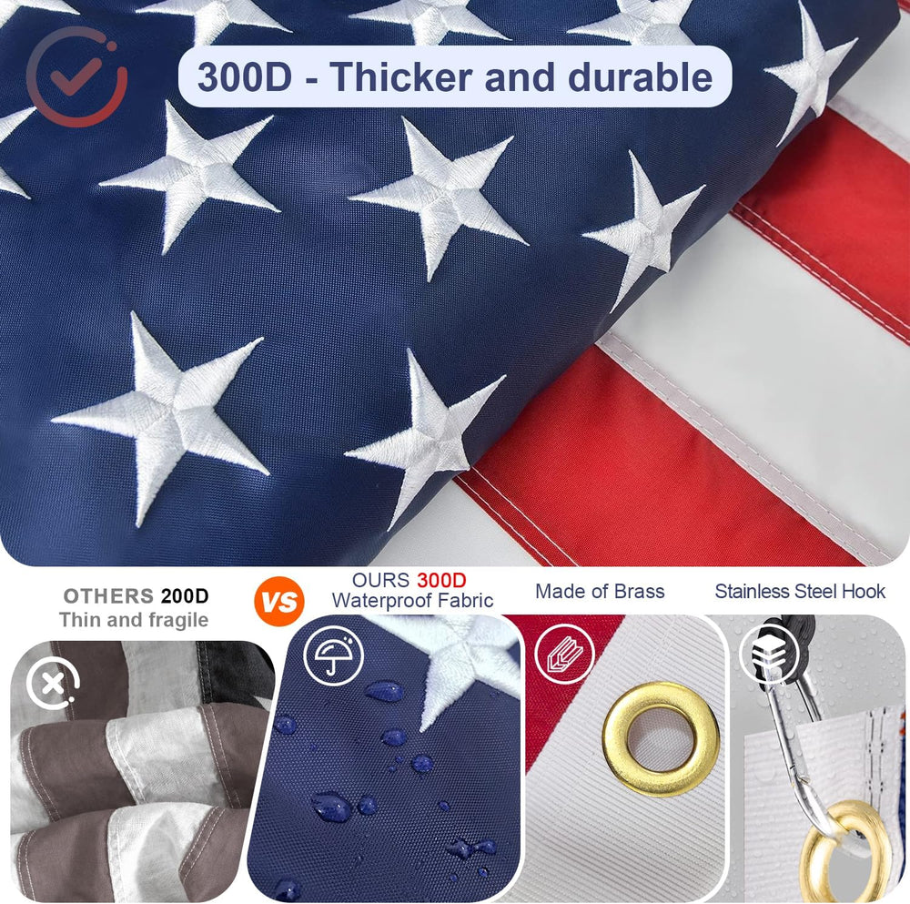 Heavy Duty Flag Pole Kit with 136 LED Ultra Bright Solar Light, 25FT 12 Gauge...