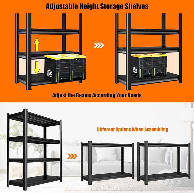 40in Wide Garage Shelving Heavy Duty，2000lbs Large Loads Adjustable Garage