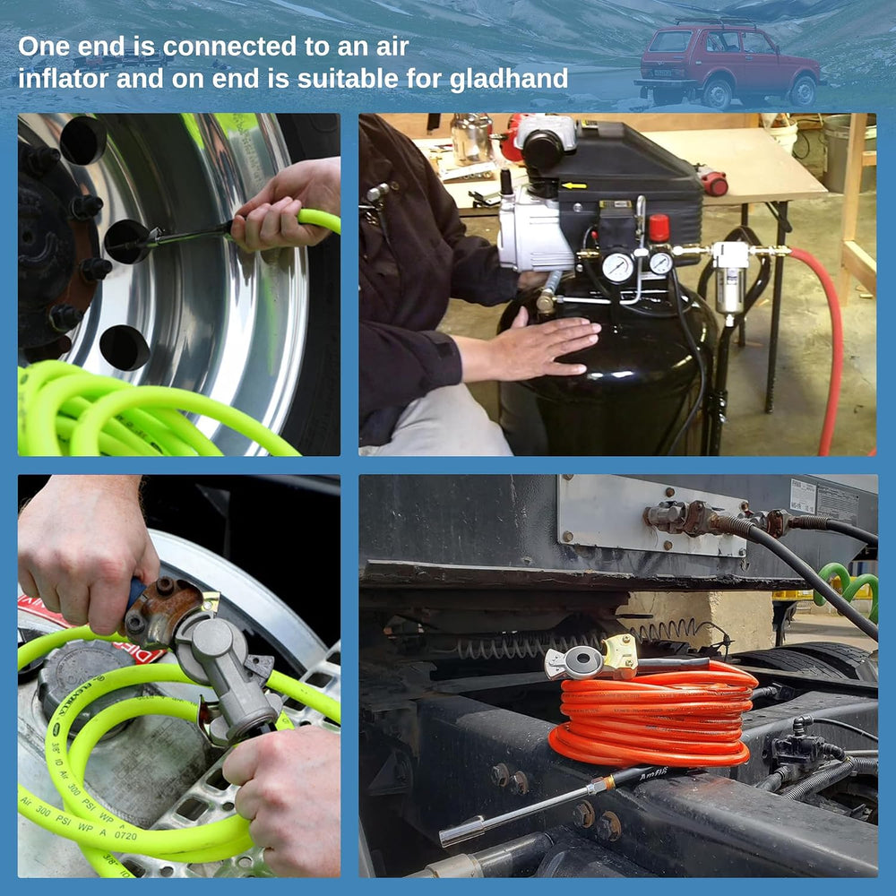 Truck Tire Inflator Kit, 3/8” x 50FT Hybrid Air Hose with 1/4" Chuck and...