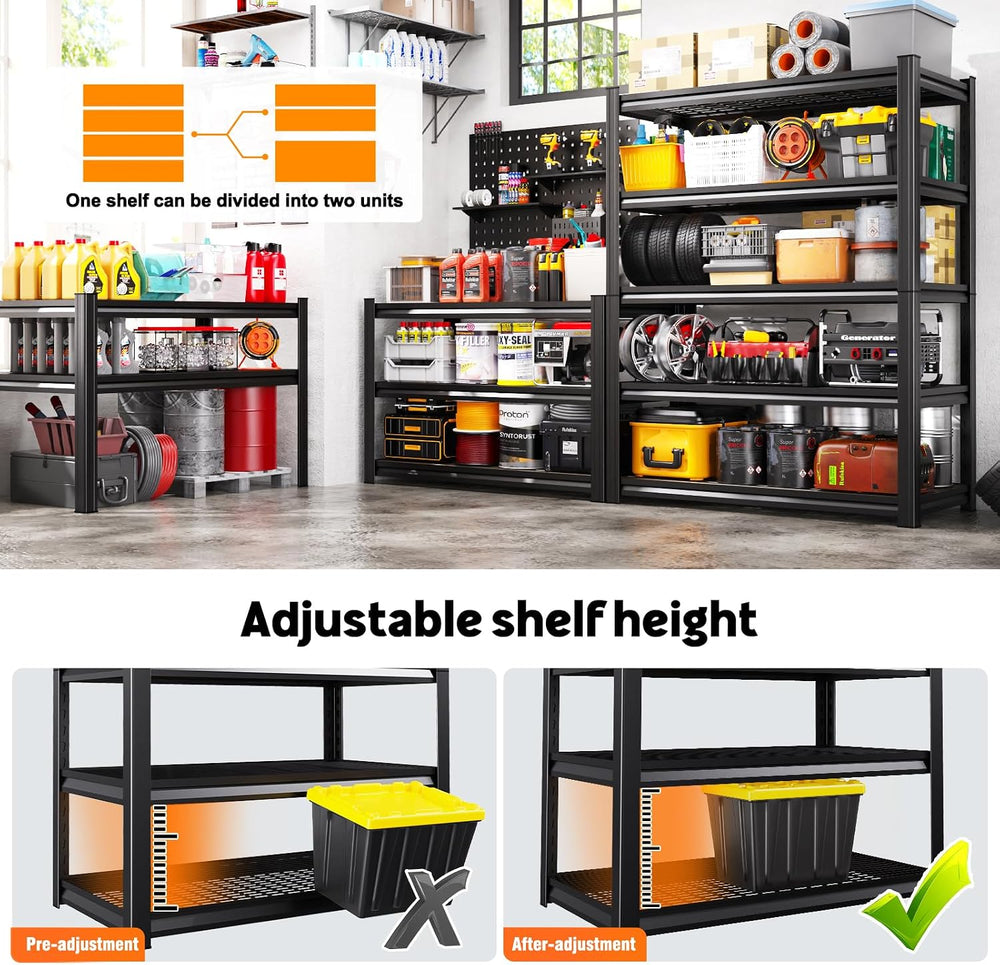 35.4''W Storage Shelves,5-Tier Adjustable Garage Shelving