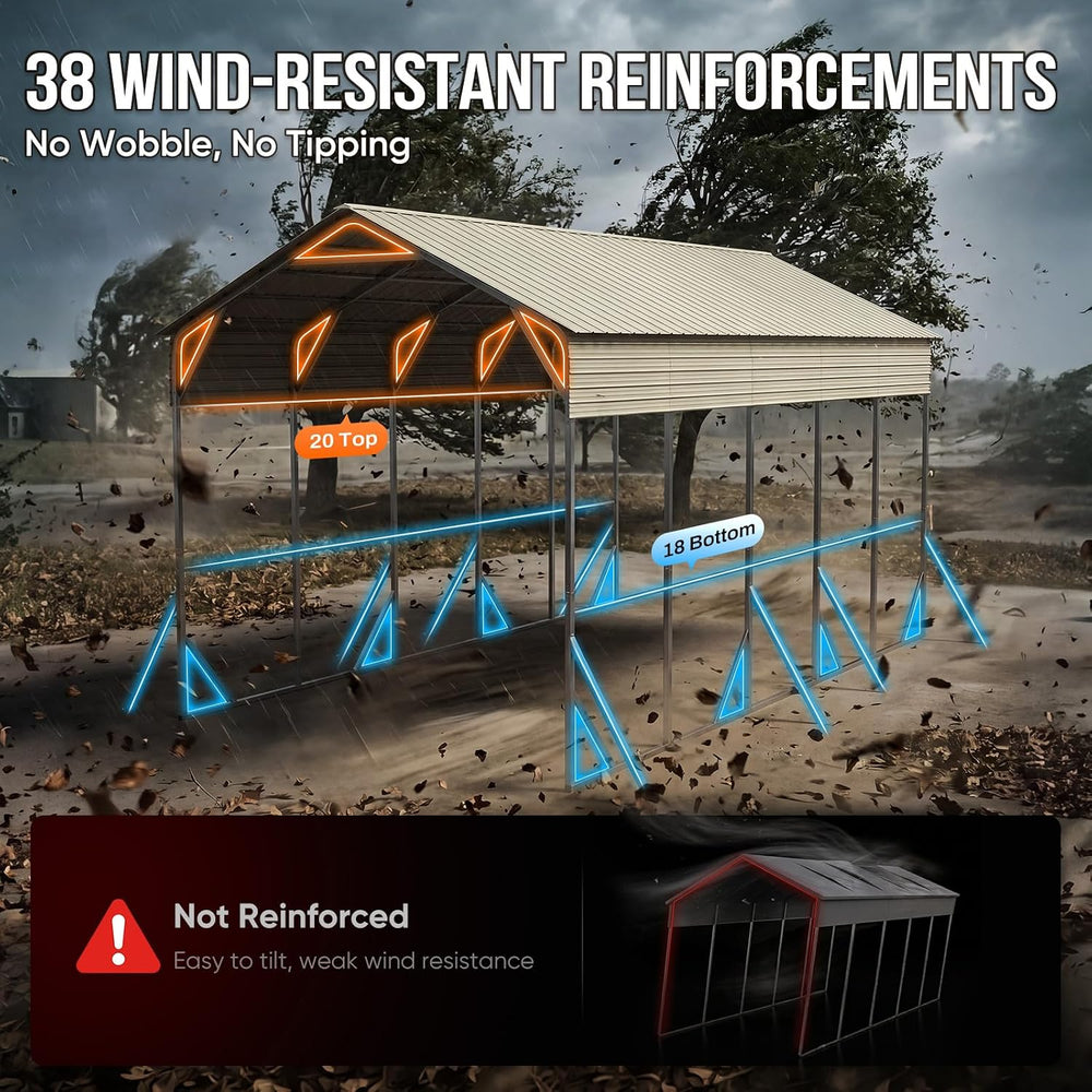 Quictent 14x25x15 FT RV Metal Carport, Heavy Duty Reinforced Steel Shelter