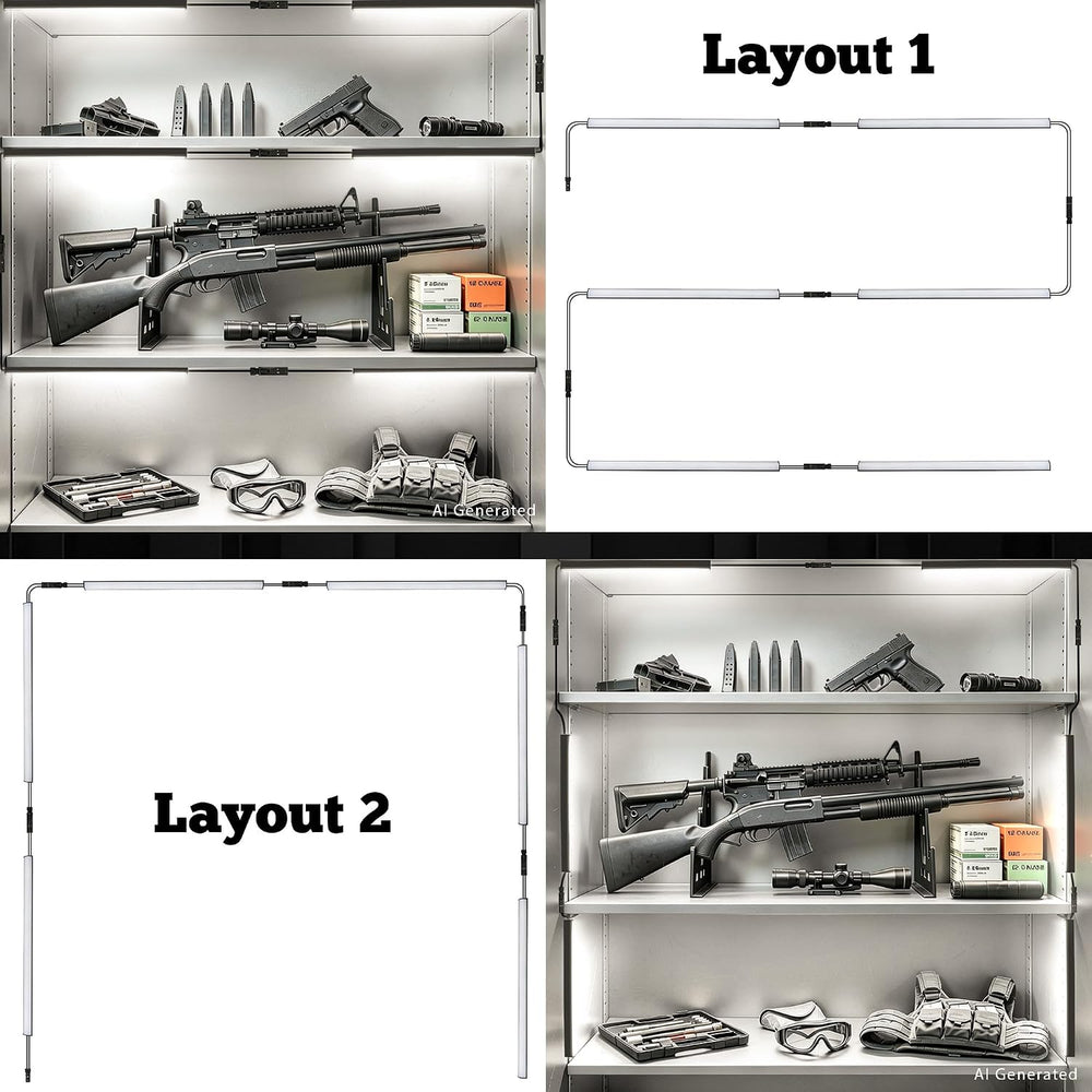 Door Activated Gun Safe Light Kit, 5000K Linkable Light Bars with Power Adapt...