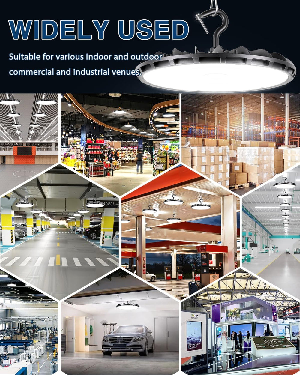 100W UFO LED High Bay Light, Aluminum LED Shop Lights with 13000LM