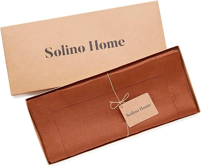 Solino Home Linen Cinnamon Table Runner 144 Inches Long - 100% Pure Linen Ext...