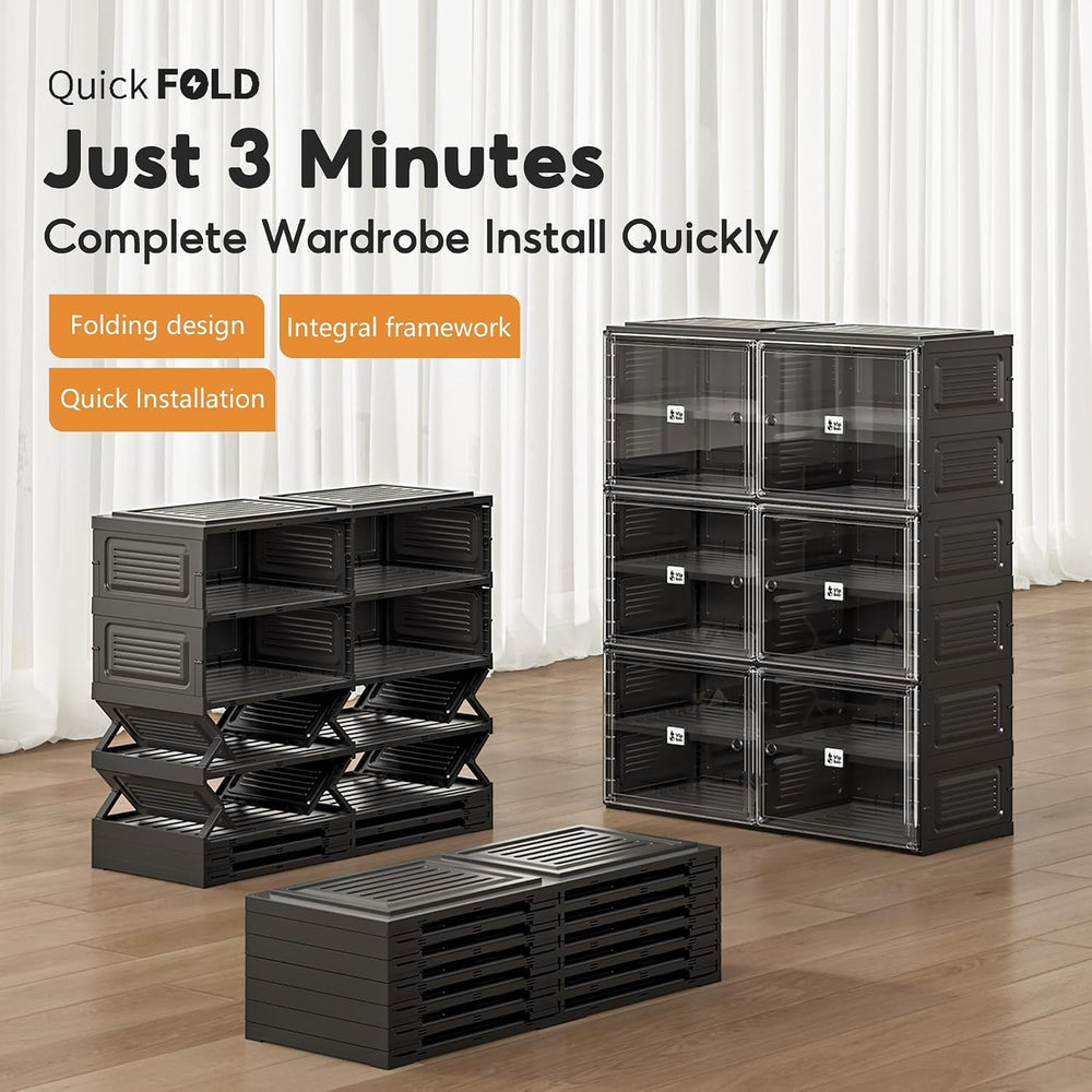 Shoe Rack Organizer Cabinet for Closet Entryway,Clear Shoe Storage Boxes Stac...