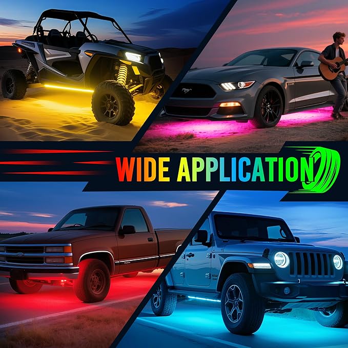 MICTUNING U8 RGB+IC Underglow LED Light Bars 888 LEDs, Dual Remote Control (8...