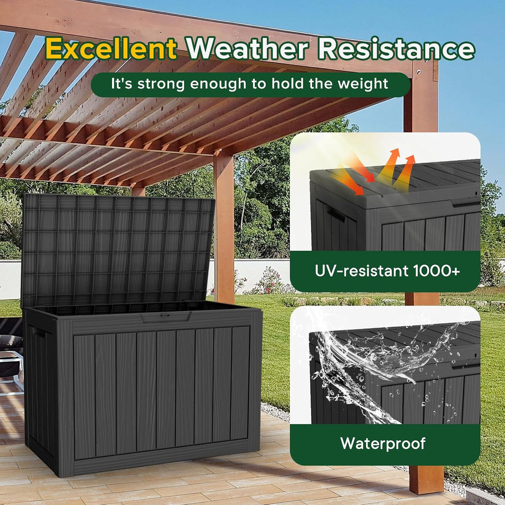 46 Gallon Outdoor Deck Box, Lockable Waterproof Outdoor Storage Boxes For Gar...