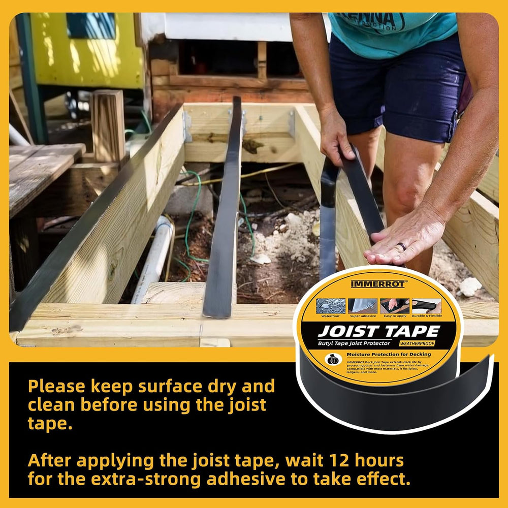 4 Pack Joist Tape for Decking 1-5/8" x 50' Weather-Resistant Butyl J...