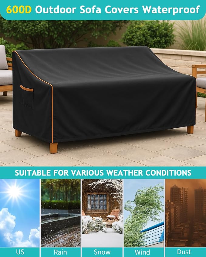 Outdoor Sofa Cover, Waterproof Patio Furniture Cover 80W x 42D x 33H inches