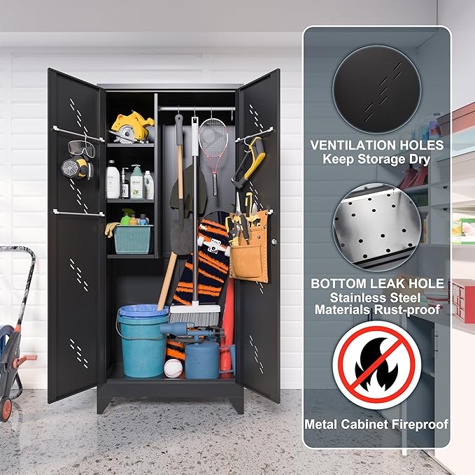75" Taller Metal Garage Storage Cabinet, Tool Chest, Large Office Storage