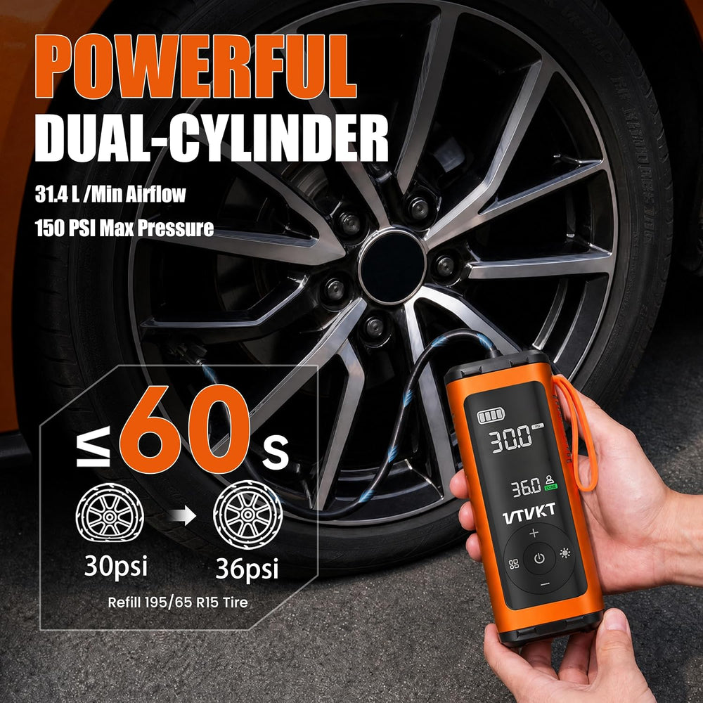 Tire Inflator Portable Air Compressor, 12000mAh Handheld Cordless Air Pump