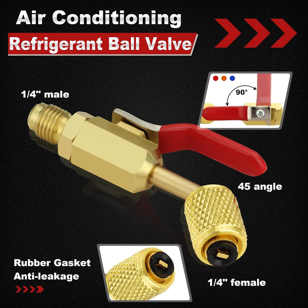 HVAC Ball Valve Core Removal Tool Set,for R410A,R134A,R12 22,Brass