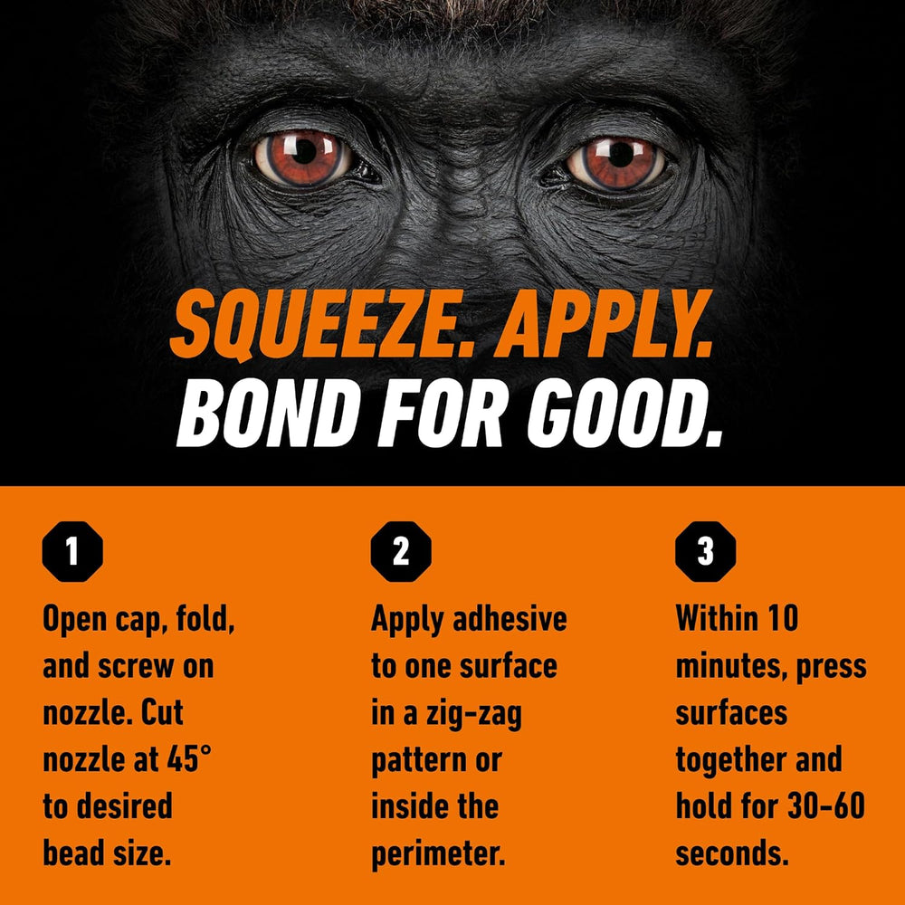 Gorilla Max Strength Construction Adhesive, Clear, Tube, 7oz (Pack of 6)