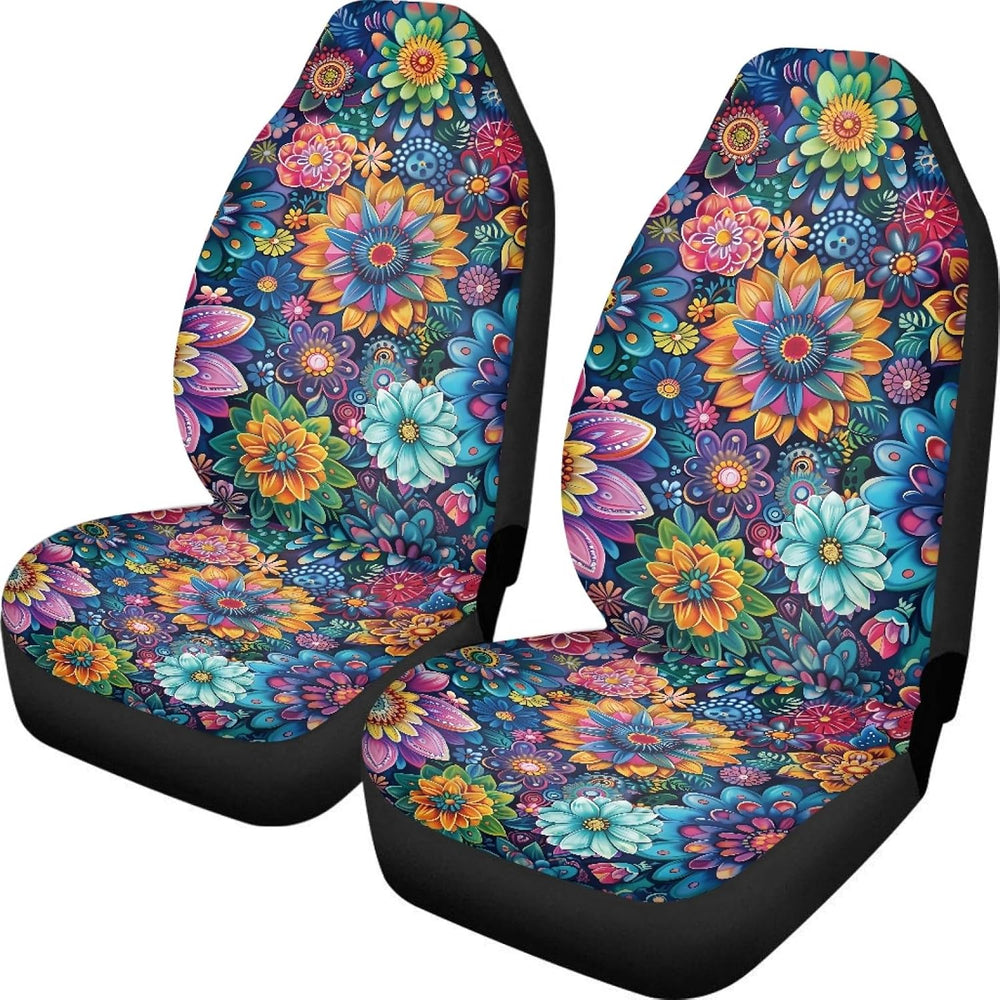 Car Seat Covers Universal Fit Most Vehicles Boho Floral Blossoms 2 Packs Auto...