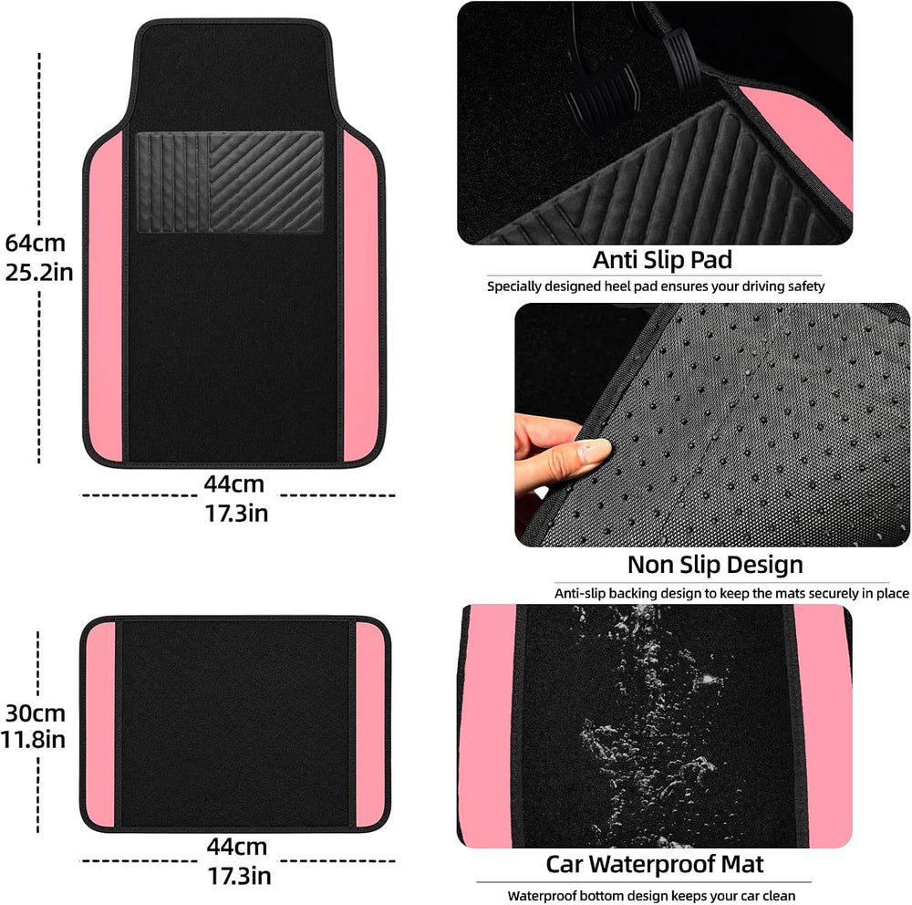 10 Pcs Car Floor Mats Set, Microfiber Leather Steering Wheel Cover 14.5-15 in...