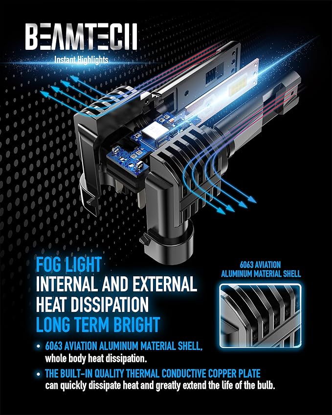 BEAMTECH 9005 Fog Light Bulb, HB3 Fog Bulb 6500K Fog Light or ATV UTV Off Roa...