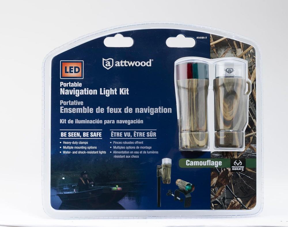 attwood Portable Navigation LED Light Kit, Realtree Max-5 Camouflage, Clamp-o...