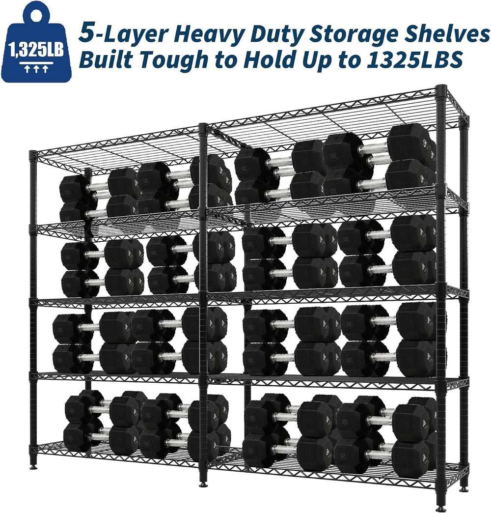 Garvee 71" Wide Storage Shelves Metal Shelving Units 5 Tier, 1325LBS